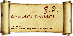 Zakariás Paszkál névjegykártya